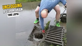 #046-1 - Time Lapse - Unclogging a storm drain after rain in Germany