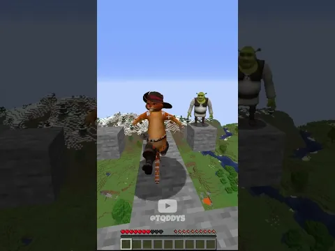 Holes Leads To Puss in Boots and Shrek Or Mystery Door... 😮 #shorts #minecraft