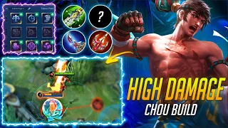 THIS CHOU DAMAGE BUILD IS BROKEN! CHOU HIGH DAMAGE BUILD AND EMBLEM SET 2021 | MLBB