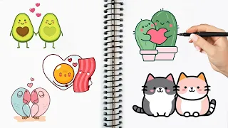 How to draw Cute Cats, Avocados, Hearts, and More! Part 1