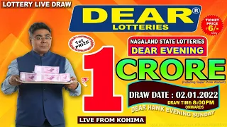 DEAR HAWK EVENING 8:00PM DRAW DATE : 02.01.2022 DEAR LOTTERY LIVE DRAW