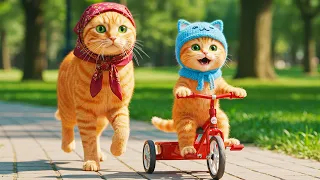 Mama Cat trims fur on the farm and makes tiger hat for kittens at home🐾🎩🐯