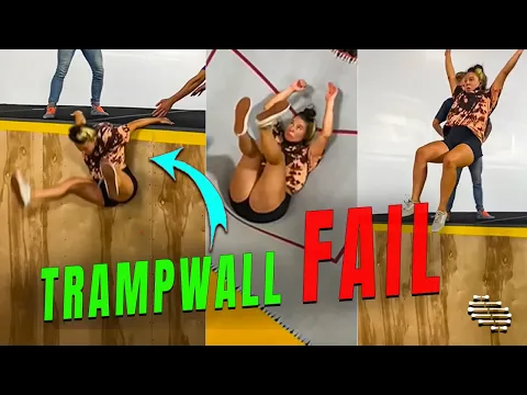 Girl Falls to the Ground Trying a Pull Over on a Trampwall