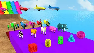 Paint & Animals Cow,Horse,Elephant,Sheep,Pig Crossing Animal Animation