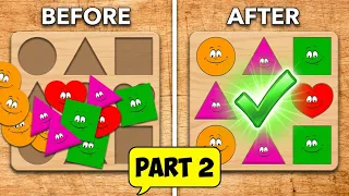 Learning Shapes is Fun! 🔴🟦 Wooden Board Puzzles for Kids and Toddlers | Part 2