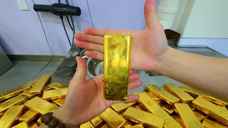 Wow 🤩 Immersive experience of crafting Au999 gold jewelry bars.