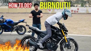 How to do BURNOUT💥on a motorcycle by Faraz stunt rider #farazstuntrider #bikestunt
