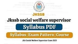Jkssb female supervisor syllabus pdf || jkssb social welfare supervisor syllabus 2023.