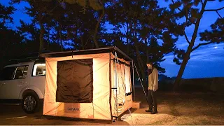 [103] 비바람 몰아치는 바다 앞 솔로 차박 | 솔로 캠핑 | 불멍 | 우중캠핑 | 힐링 | 차박 브이로그 | 차박은 마리처럼