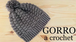 GORRO A CROCHET / Como tejer este gorro de lana a crochet fácil paso a paso / Tutorial
