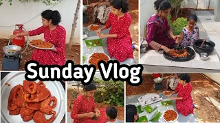 Sunday Vlog || ஞாயிற்றுகிழமை வேலைகள் || Outdoor Lunch ||அரைச்சு வைத்த மீன் குழம்பு ||