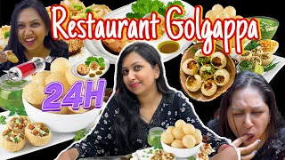Eating Resturant Golgappa for 24 Hours Challenge 😱| Panipuri Eating Challenge | Foodbook by Aditi
