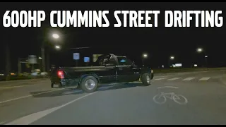 Insane 600hp 12 valve cummins street drifting