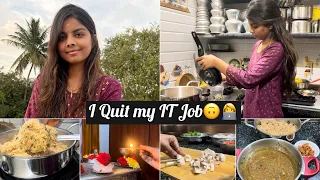 Vlog#18 🙃Why do I Quit my IT job👩‍💻||New year spl dinner in advance😍Peas pulav & Mushroom gravy