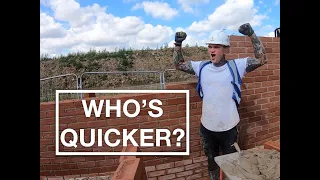 ROBOT Bricklayer VS  REAL Bricklayer (3000 Brick Challenge)