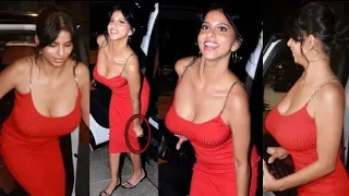 SRK Daughter Suhana Khan Feeling Uncomfortable In Red Dress || Suhana Khan Looking Hot 🔥🔥