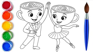 How to draw easy ballerina cappuccina couple dancing | easy drawing step by step for kids 