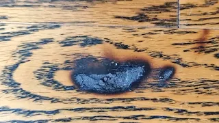 Wooden floor is burned black See how to fix it #wood flooring #furniture restoration