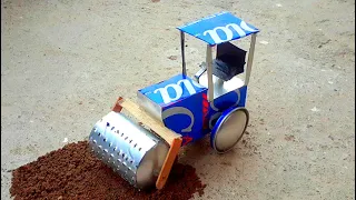 How to build a road roller with dc engine |  How To Make Red Bull Road Roller Pepsi Can At Home