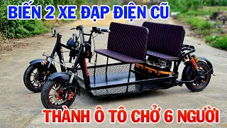 Biến 2 Xe Đạp Điện Cũ Thành Ô TÔ Điện Chở 6 Người - DIY Electric Quad BIKE - ATV Bike 6 Seats