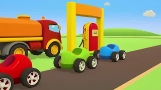 Leo the Truck Assembles Vehicles and Sings Songs. Fire Truck, Cement Mixer & Tanker