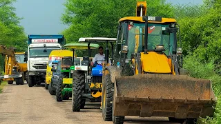 Jcb 3dx loading Mud in TATA Tippers Tractors Swaraj 855Fe New Holland 3630 Tractor 4x4 Thar Truck