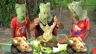 Survival Skills: Cooking Chicken Lotus Leave Zombie Cooking In Forest #Survival #Forest #Outdoorcook
