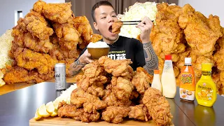 【大食い】食べたさに負けてどう考えても特大唐揚げ作り過ぎた