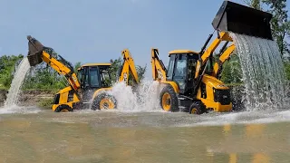 JCB Washing in River With Fun - JCB 3dx eco Backhoe Loader Cleaning in River - *JCB Video* - Part 5