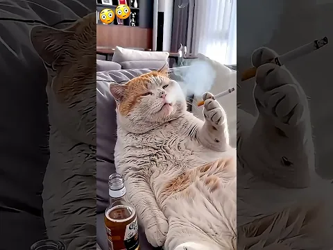 The cat looks melancholic, like it's broken up with its lover.😹🤣 #funny #shorts
