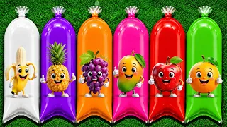 FIND:Hidden Inside the Color Bags Banana, Pineapple, Grapes, Mango, Apple & Orange! 🍌🍍🍇🥭🍎🍊