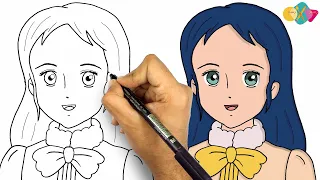 رسم سالي من انمي سالي خطوة بخطوة للمبتدئين || تعليم الرسم