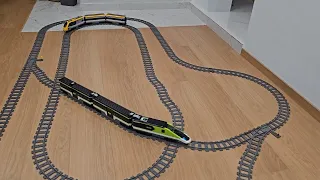 Lego trains 60197 and 60337 collide with a cozy fireplace in the background!