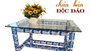 cách làm bàn ghế ngoài trời độc đáo từ vỏ lon bia