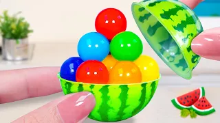Yummy Rainbow Jelly Ball | Satisfying Miniature Fruit Rainbow Jelly | Tiny Watermleon Jelly Recipe🍉