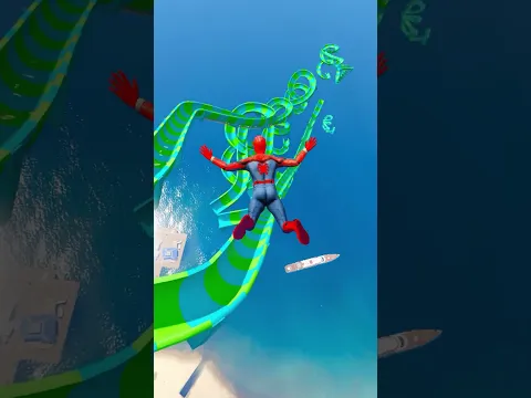 Spiderman & Tracey Water Slide + SHARK ATTACK #1 #shorts