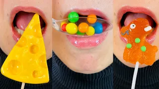 asmr eating sounds satisfying Lollipops, marmalade, sweets, fruits, vegetables. I drink mukbang food