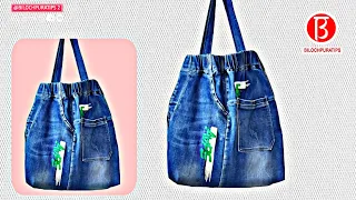 Turn unworn jeans into practical bags Full Video Tutorial