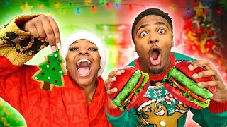 EATING ONLY CHRISTMAS FOOD FOR 24 HOURS CHALLENGE | VLOGMAS DAY 7