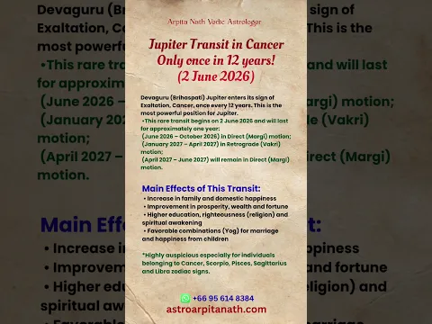 Jupiter Transit in Cancer after 12 Years in 2nd June #vedicastrology #jyotish #astrology #transit