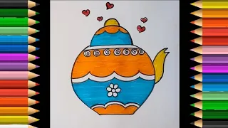 How to draw a teapot for kids , Drawing & Colouring for kids #kidsart#kidslearning