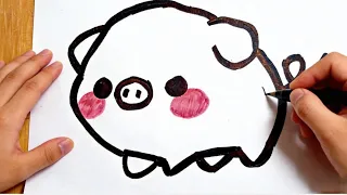 🔥🛑Como dibujar un CERDITO kawaii | how to draw a cute pig #tutorial #drawing