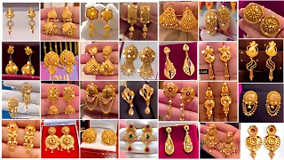Latest Gold Tops Earrings Designs |Light Weight Gold Earrings For Daily Wear With Price#earrings #34