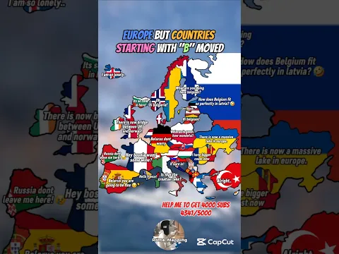 Europe but countries that end in B moved. #Map#mapping#mapper#geography#Europe #countries #flags#Fyp