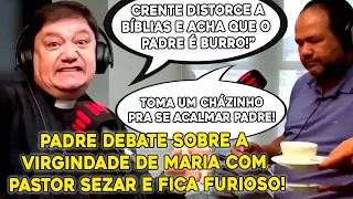 PADRE DEBATE COM PASTOR  E SE DESCONTROLA AO SER DESAFIADO A PROVAR NA BÍBLIA DOGMA CATÓLICO!