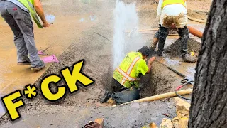CONTRACTOR BREAKS a HUGE 20" WATER MAIN and FLOODED Homeowners PROPERTY *CITY Workers were ANGRY!*