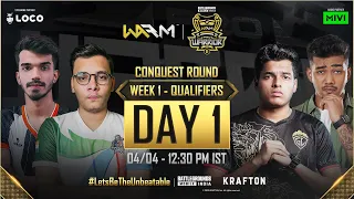 DAY 1 | BGMI WAR MANIA PRO WARRIOR CUP - S2 | CONQUEST ROUND | Ft. SouL, GodL, Tx, XO, TSM etc
