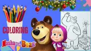 Coloring Masha and the Bear for Christmas 🎄Coloring pages #mashaandthebear #coloring #kidsvideo
