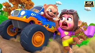 Funny Monkey Monster Truck Chase Adventure 🐵🚗 | Cartoon Chase | BST Rescue Squad
