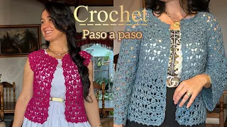 Chaleco a crochet más gustado del año 💐#ideascrocheritas #crochet 